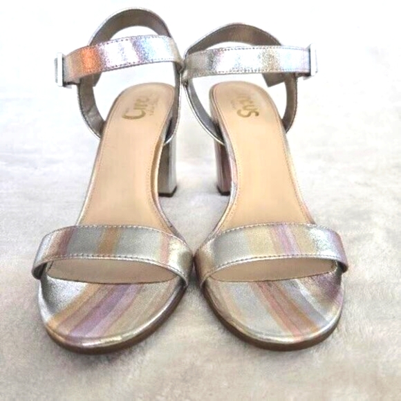 CIRCUS by SAM EDELMAN METALLIC MULTICOLOR FORMAL DRESSY ANKLE STRAP SANDALS SZ 8 - Picture 3 of 10